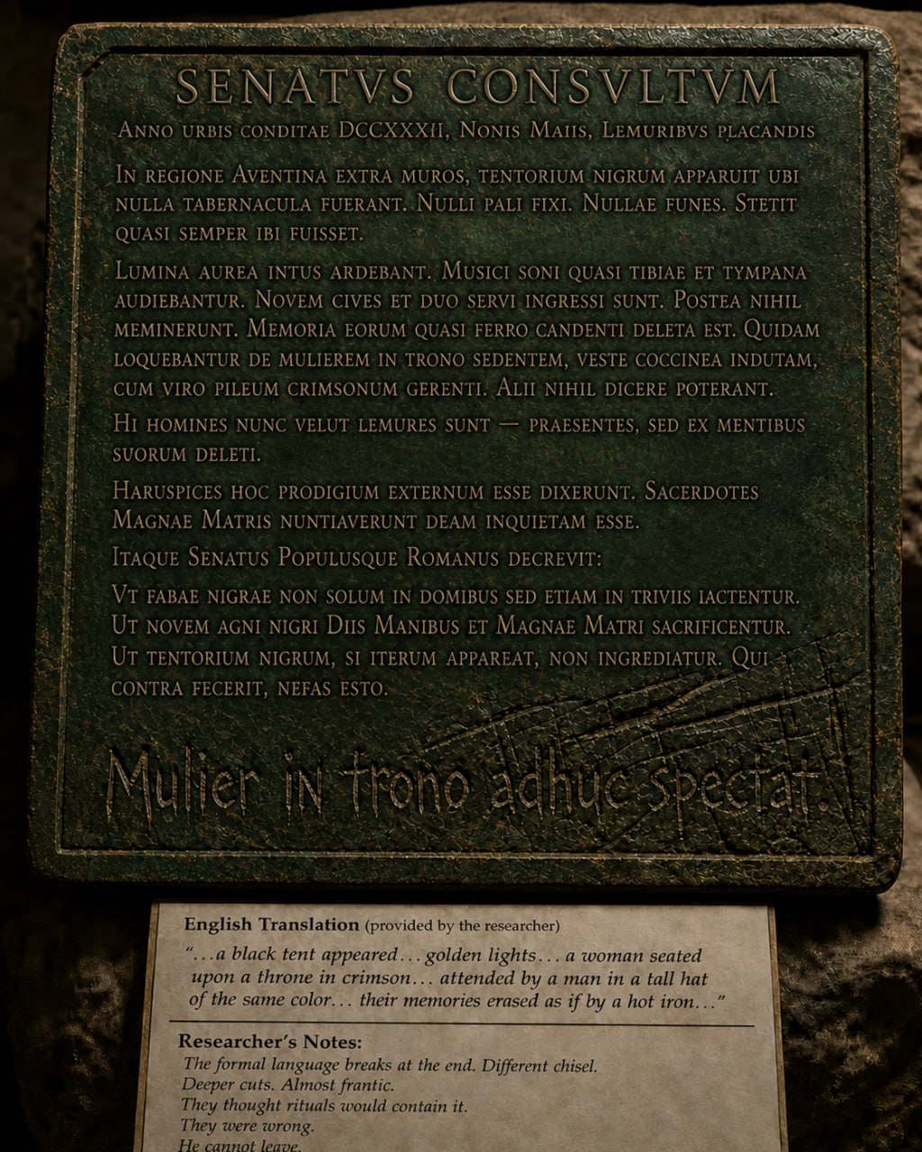 Bronze tablet — Roman Senate decree